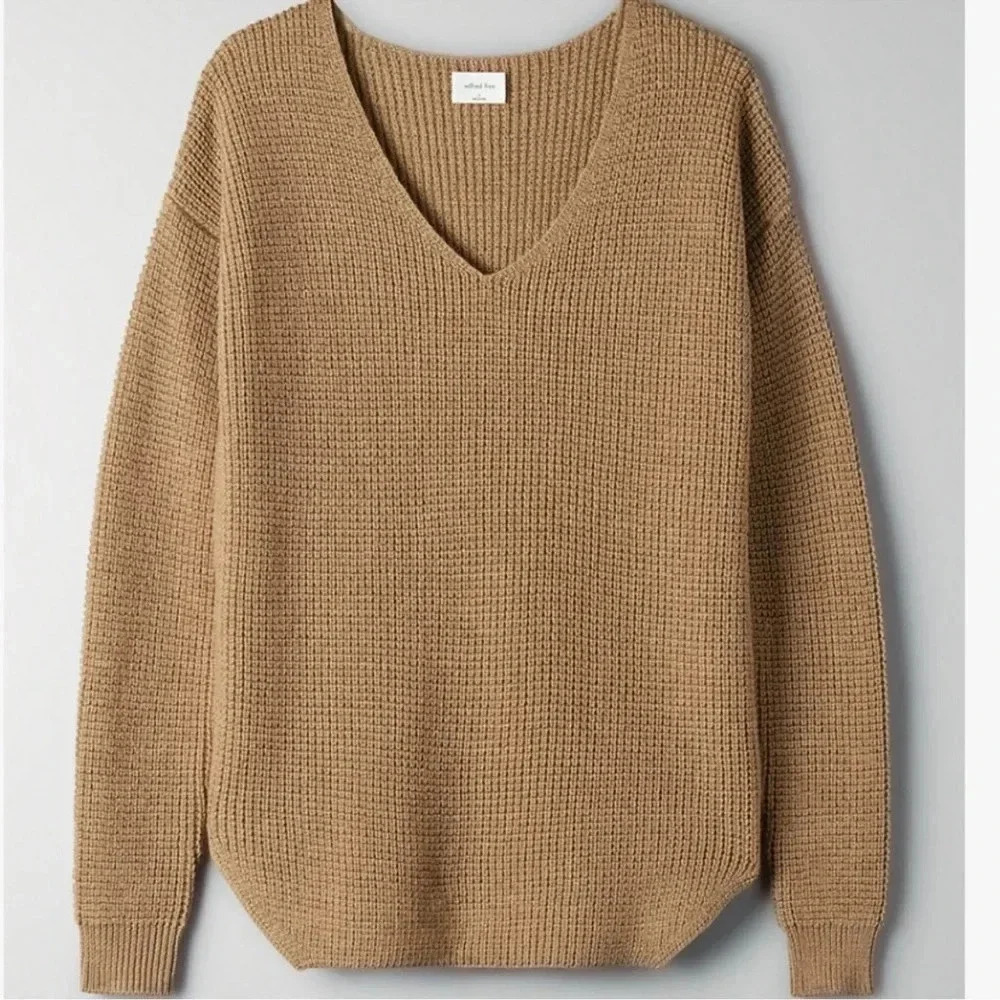 Aritzia Wilfred Free Wool Wolter Sweater in Constant Camel Long Sleeve Size XXS - Picture 2 of 11